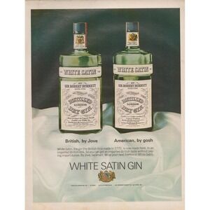 White Satin Dry Gin Sir Robert Burnett British American Vintage Print Ad 1970
